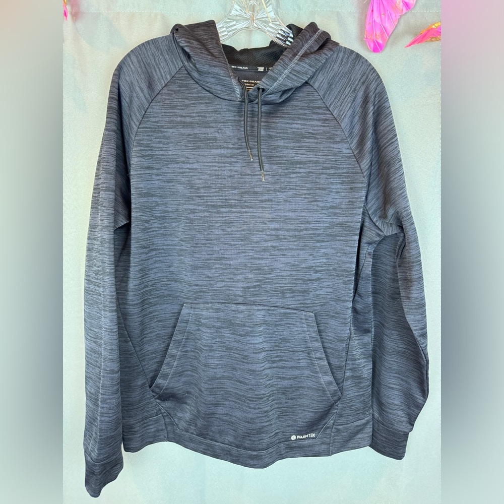 Men’s TekGear WarmTek Performance Black Heather Hooded Sweatshirt- Sz Large